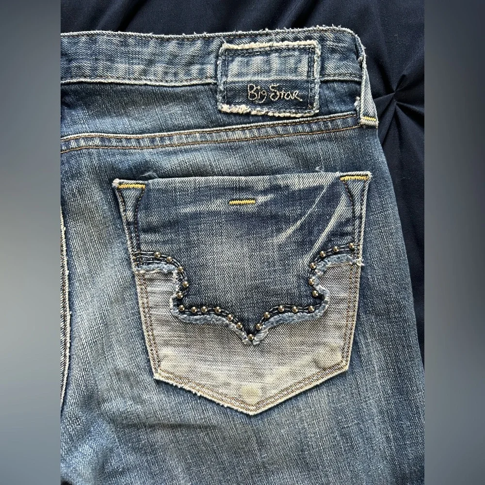 Big Star Low-Rise Boot Flare Women’s Tall Distressed Bootcut Jeans Sz 28 Long
